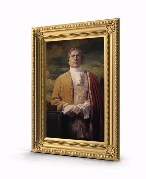 GIF van het schilderij van de Kardinaal die wuift